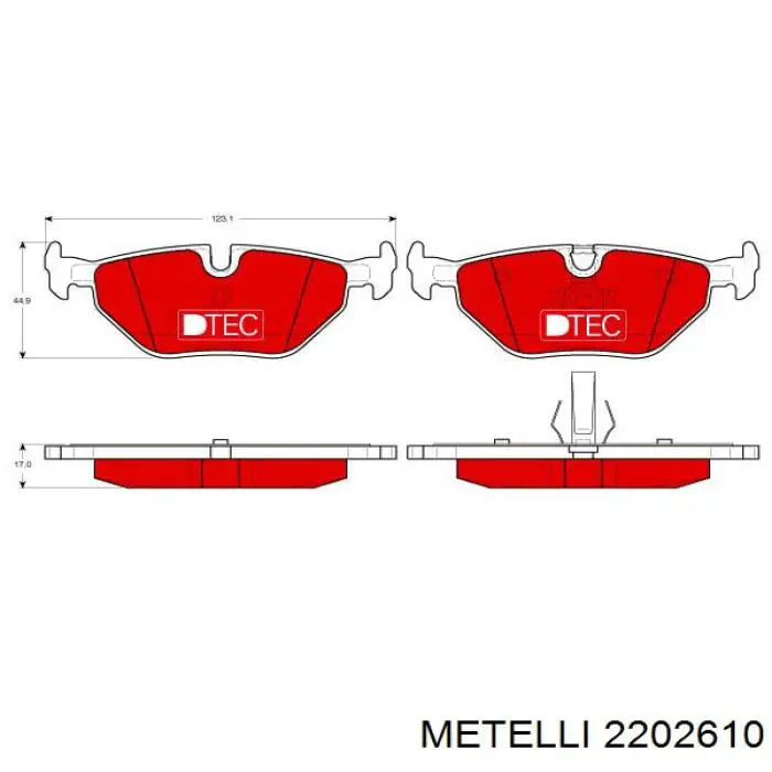 Колодки дисковые  Metelli 2202610 цена, от 18.46 USD