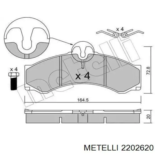 22-0262-0 Metelli передние тормозные колодки