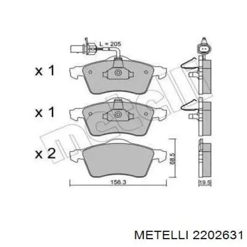 22-0263-1 Metelli передние тормозные колодки