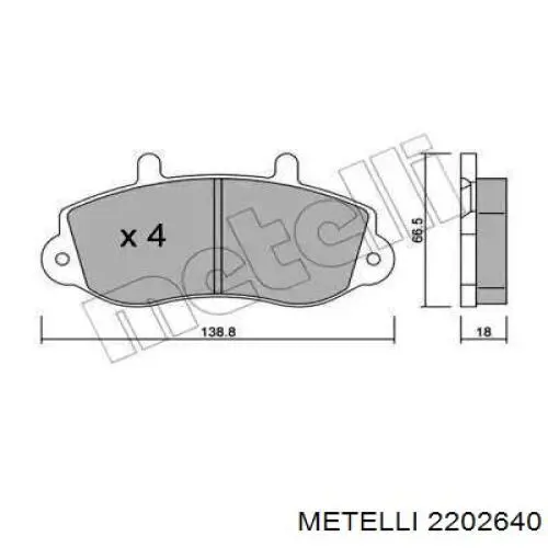 Передние тормозные колодки 2202640 Metelli