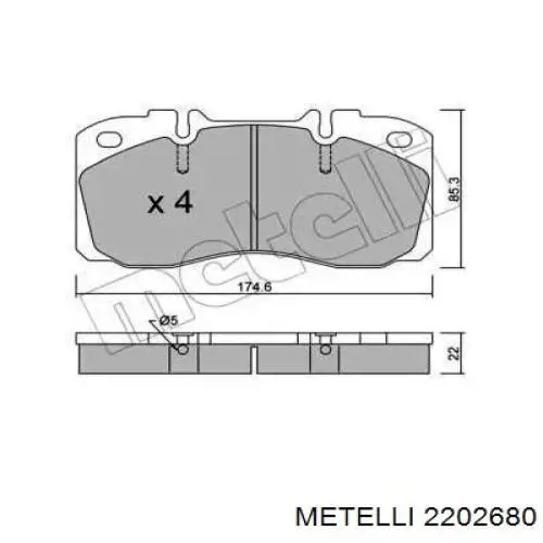 Передние тормозные колодки 2202680 Metelli