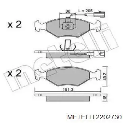 Передние тормозные колодки 2202730 Metelli