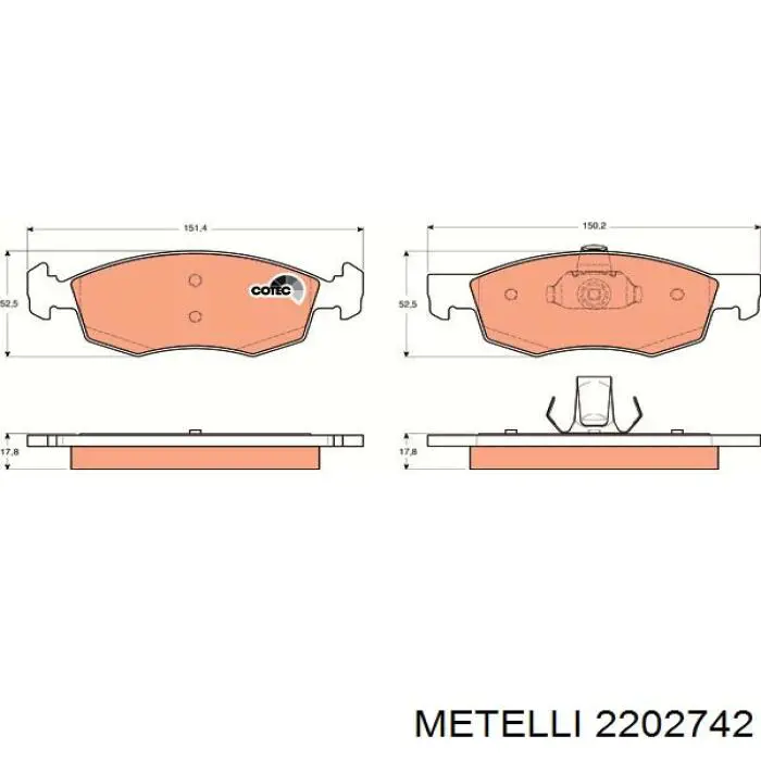Колодки Metelli 2202742 цена, от 20.77 USD