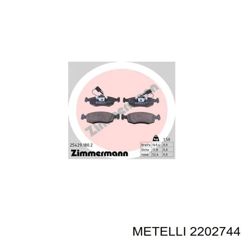 Передние тормозные колодки 2202744 Metelli