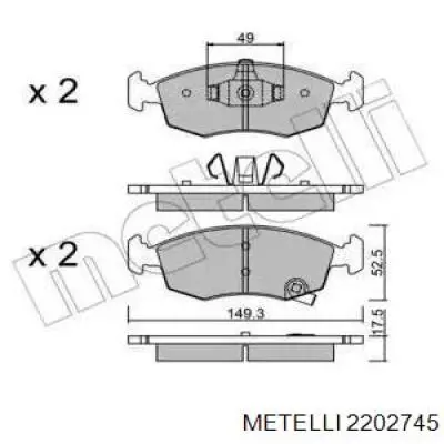 Передние тормозные колодки 2202745 Metelli