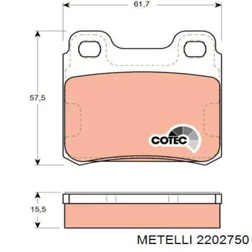 Купить 2202750 Metelli Колодки тормозные задние, дисковые