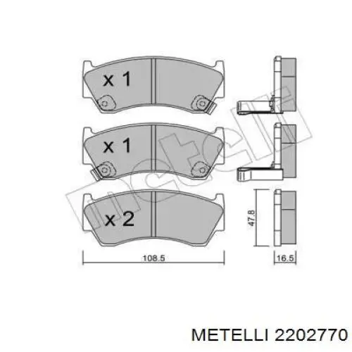 Передние тормозные колодки 2202770 Metelli