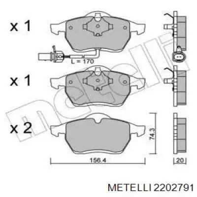 Передние тормозные колодки 2202791 Metelli