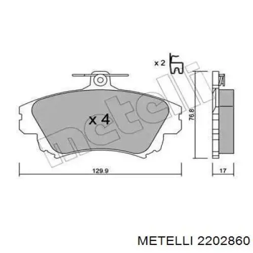 Передние тормозные колодки 2202860 Metelli