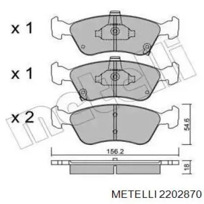 Передние тормозные колодки 2202870 Metelli