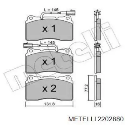 Передние тормозные колодки 2202880 Metelli