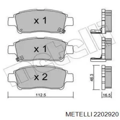 Передние тормозные колодки 2202920 Metelli