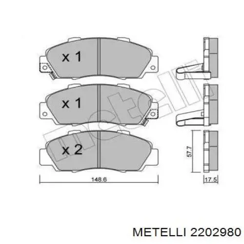 22-0298-0 Metelli колодки тормозные передние дисковые