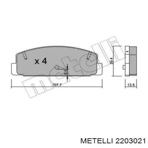 Задние тормозные колодки 2203021 Metelli