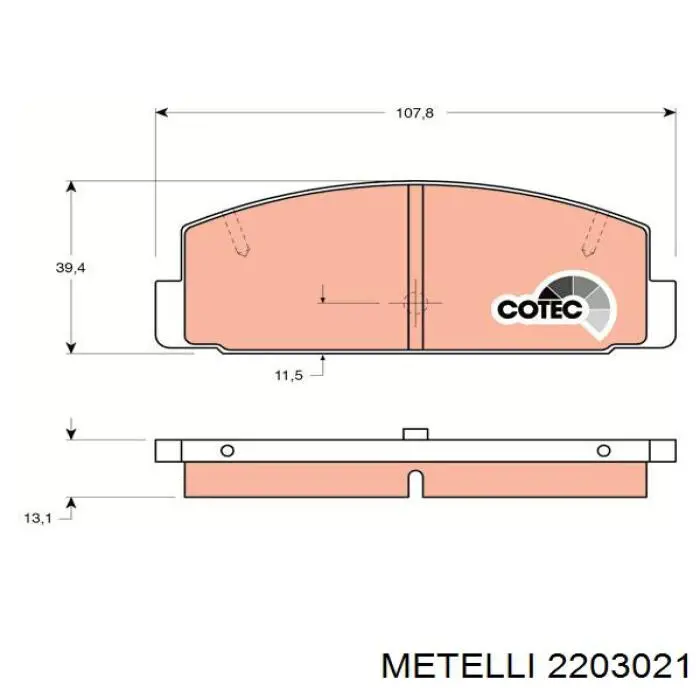 Купить 2203021 Metelli Колодки тормозные задние, дисковые
