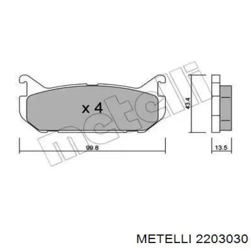 Задние тормозные колодки 2203030 Metelli