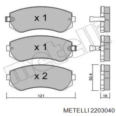 Передние тормозные колодки 2203040 Metelli