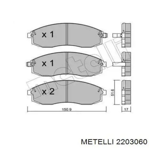 22-0306-0 Metelli передние тормозные колодки