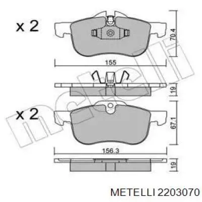 Передние тормозные колодки 2203070 Metelli