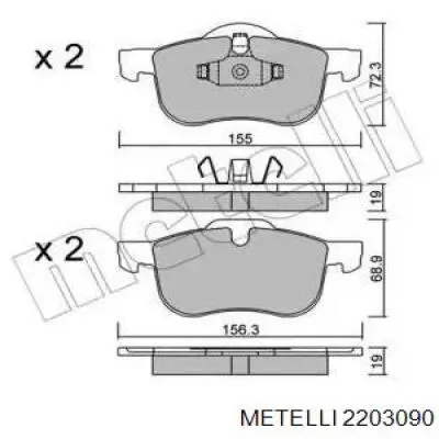 Передние тормозные колодки 2203090 Metelli