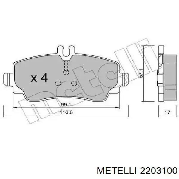 Передние тормозные колодки 2203100 Metelli