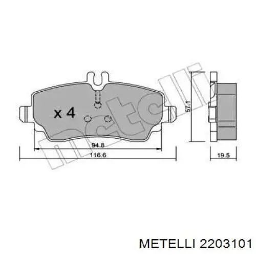 Передние тормозные колодки 2203101 Metelli