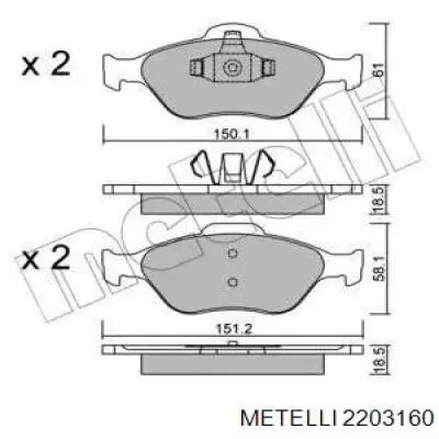 22-0316-0 Metelli передние тормозные колодки