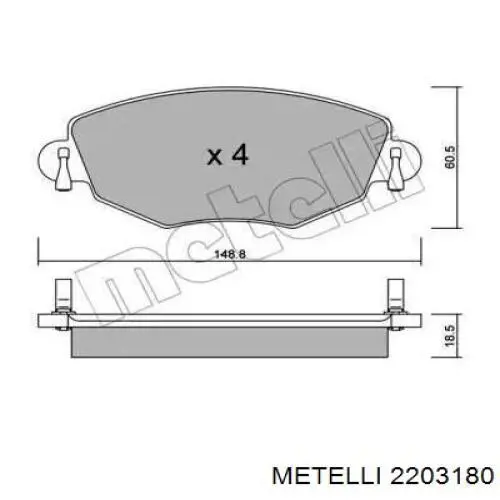 Передние тормозные колодки 2203180 Metelli