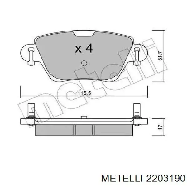 22-0319-0 Metelli колодки тормозные задние дисковые
