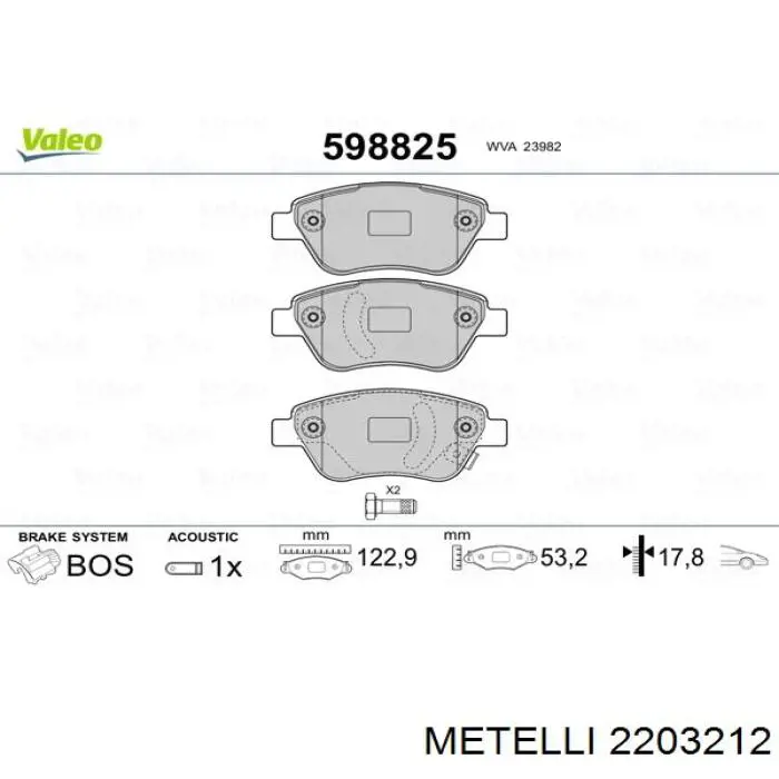 Колодки Metelli 2203212 цена, от 21.88 USD