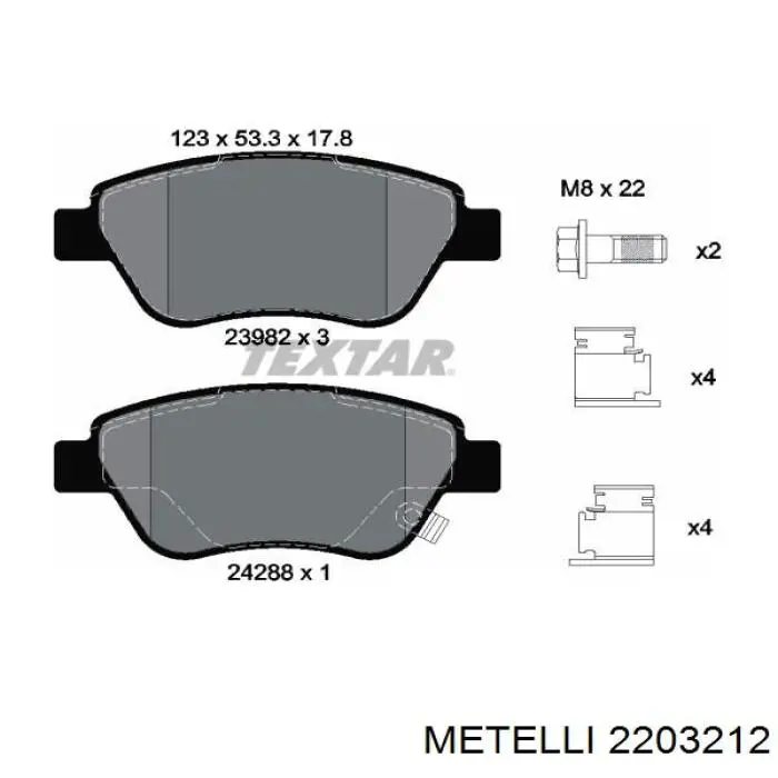 Купить 2203212 Metelli Колодки тормозные