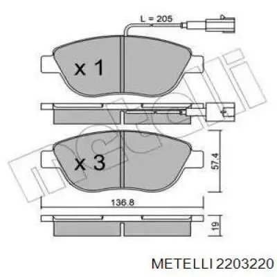 22-0322-0 Metelli колодки тормозные передние дисковые