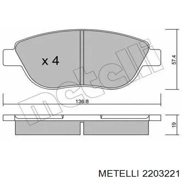 Pastillas de freno delanteras 2203221 Metelli