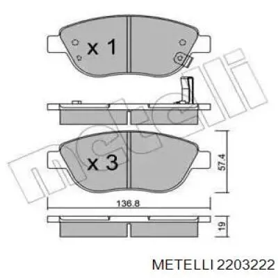 22-0322-2 Metelli передние тормозные колодки