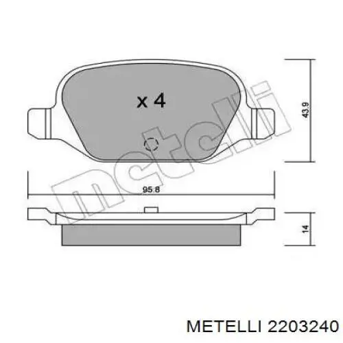 Задние тормозные колодки 2203240 Metelli