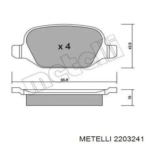 Задние тормозные колодки 2203241 Metelli