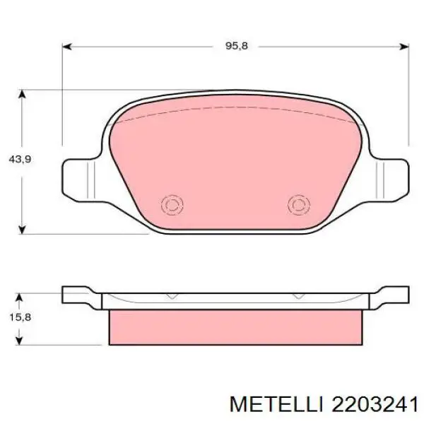 Колодки гальмові задні, дискові 2203241 Metelli