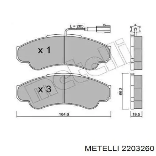 22-0326-0 Metelli колодки тормозные передние дисковые