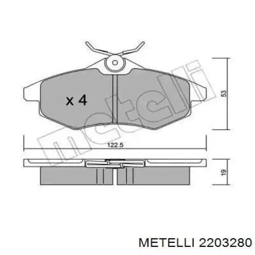 Передние тормозные колодки 2203280 Metelli