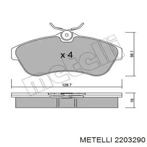 Передние тормозные колодки 2203290 Metelli