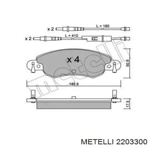 Передние тормозные колодки 2203300 Metelli