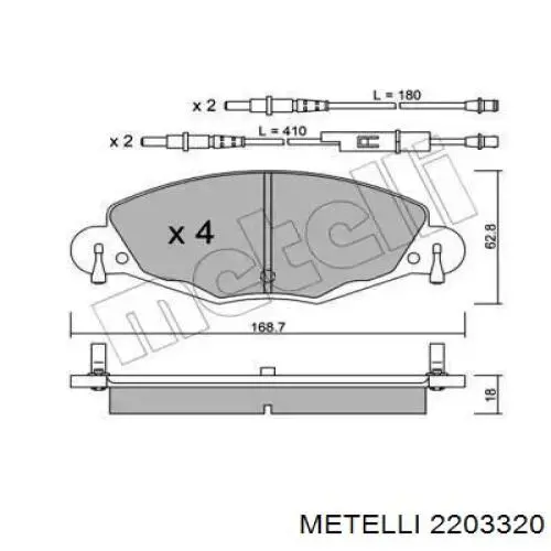 Передние тормозные колодки 2203320 Metelli