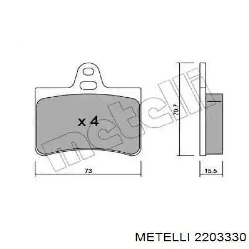 Задние тормозные колодки 2203330 Metelli