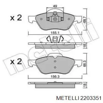 22-0335-1 Metelli колодки тормозные передние дисковые