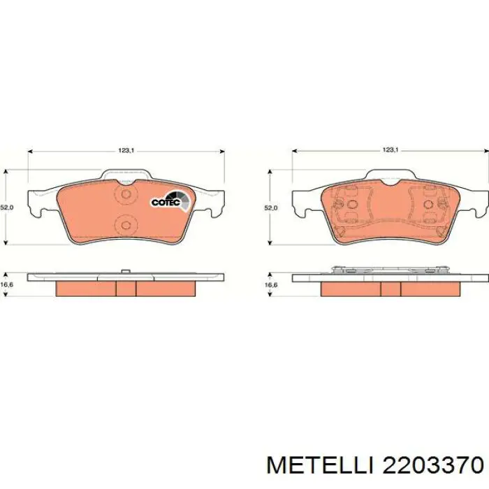 Купить 2203370 Metelli Колодки тормозные задние, дисковые