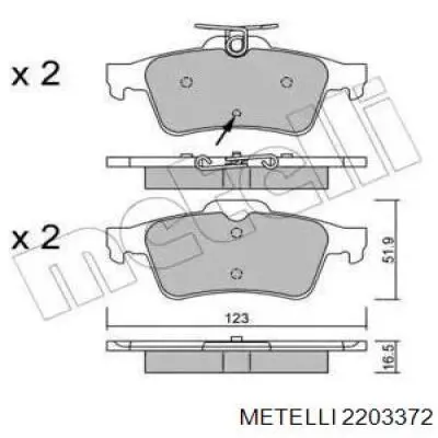 Задние тормозные колодки 2203372 Metelli