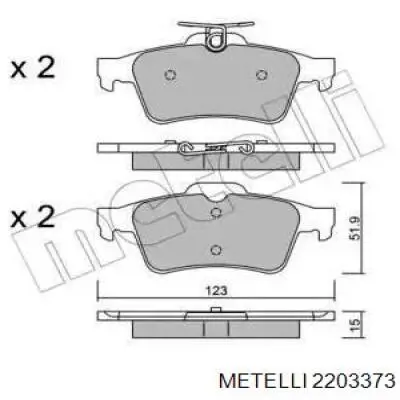 Задние тормозные колодки 2203373 Metelli