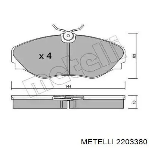 Передние тормозные колодки 2203380 Metelli