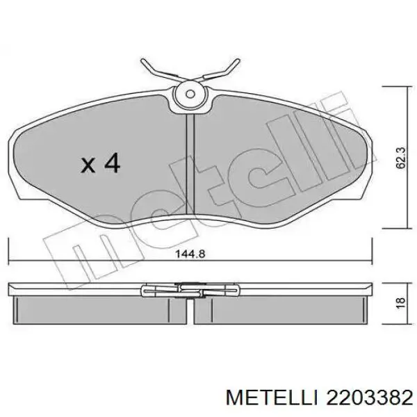 Передние тормозные колодки 2203382 Metelli