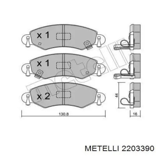 Передние тормозные колодки 2203390 Metelli